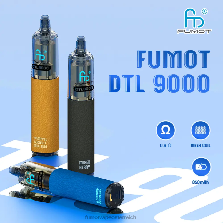 Fumot DTL Einweg-Vape-Pen 9000 – 18 ml (1 Stück) Pfirsich-Mango PRHVJ371 Fumot Österreich