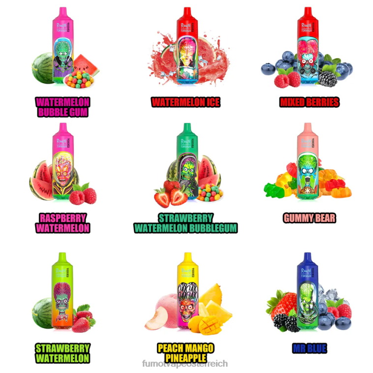 Fumot Tornado 1 Stück 9000 Pro 18 ml Einweg-Vaporizer Kiwi, Passionsfrucht, Guave PRHVJ219 Fumot Flavours